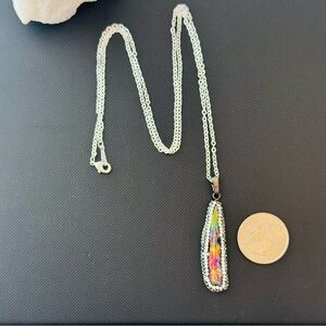 Titanium Aura Kyanite Pendant Necklace 18kwgp